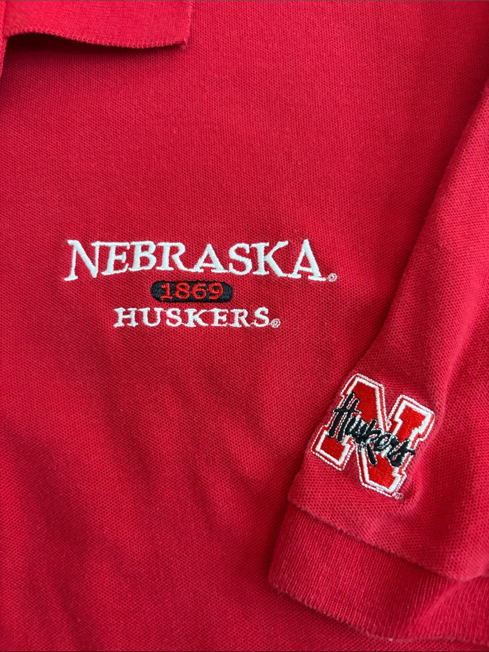 RED OAK Men Shirt L Red Short Sleeved Polo Nebraska Cornhuskers Vintage - Picture 2 of 7